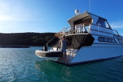 Kennedy with a small swim platform provides many solutions for storying or just for taking of the water for a very silent night with no chine slapping!