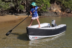 Made to play: Fun in the shallows. Ms 7y.o enjoys taking the tender for a paddle.