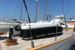 Storying upside down on deck offer many advantages like leaving a hatch open during passages. Coutersy of SY Titania